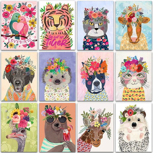 5D DIY Diamond Painting Kit/ Animals- Dog, Cat, Tiger, Rabbit, Pig, Ostrich/ Full Square & Round Drills