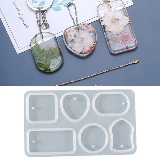 1/6/10pcs Epoxy Resin Keychain Pendant Silicone Mold Sets and Accessories