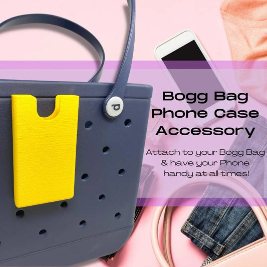 Phone Case Holder Accessory for Bogg Bags - Compatible with All Rubber Beach Tote Bags - Secure Attachment - Plastic Shell Case