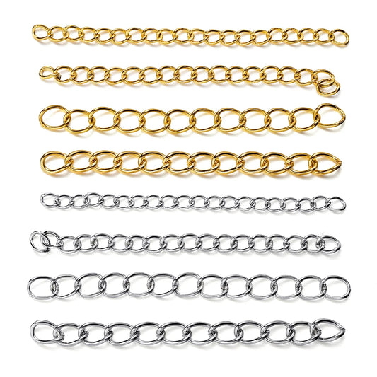 50pcs Stainless Steel 5cm Welded Extension Chain/ Necklace/ Bracelet Extender/ Tail Chains for DIY Jewelry Making