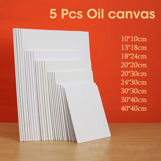 5 Pcs Canvas Board for Painting/ Cotton/ Blank/ Primed White/ Suitable For  Oil Painting, Watercolor, Gouache, Acrylic Paint