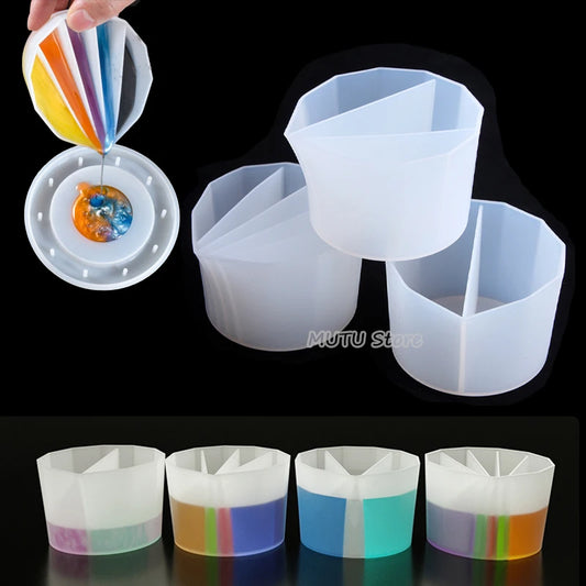 DIY Acrylic Paint Resin Mold Split Pour Cup Silicone Epoxy Mixing Color Pigment Diversion Cup Fluid Art Split Cup Jewelry Making