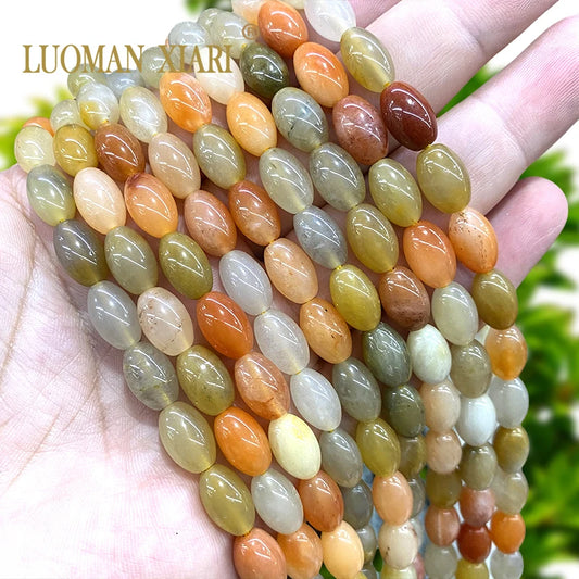 8x12MM Oval Natural Stone Gobi Jades/ Yellow Topaz Loose Spacer Beads for Jewelry Making DIY Bracelets Charms Accessories