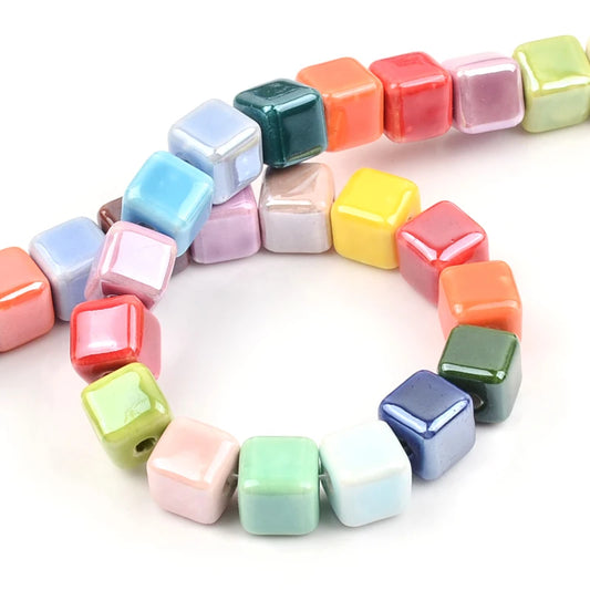 Fashion Colors 6mm/8mm/10mm Square Ceramic Beads/ 2.0mm Hole /Beads Handmade Porcelain For Jewelry Making