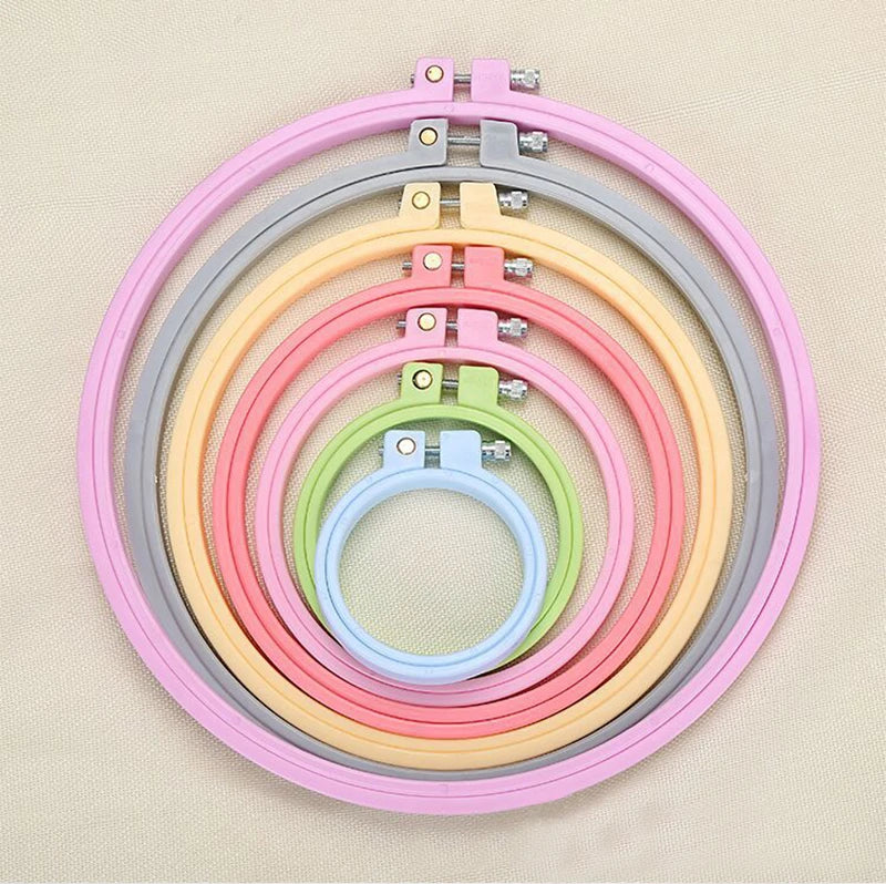 1PC Embroidery Hoops 7-25cm Round Cross Stitch Plastic Embroidery Hoop Frame