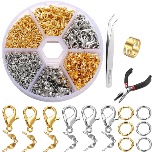 210-400pcs/Box Jewelry Making Kits Lobster Clasp/ Open Jump Rings/ End Crimps