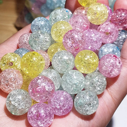 8-16mm Transparent Mixed Cracked Acrylic Crystal Beads Round Spacer Beads for Jewelry Making DIY Needlework Bracelets Necklaces