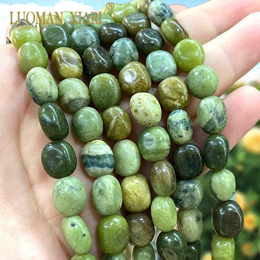 Natural Stone 8x12MM Irregular Raw Green Taiwan Jade Jasper/ Loose Spacer Beads for Jewelry Making Diy Bracelet Accessories 15''