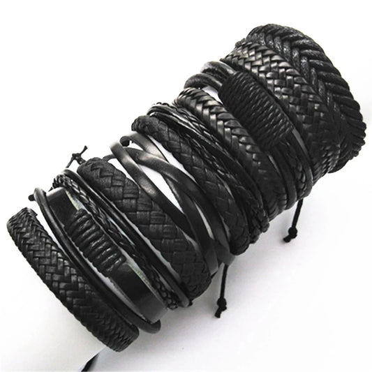 10 Pcs/Set Wrap Woven Leather Bracelets