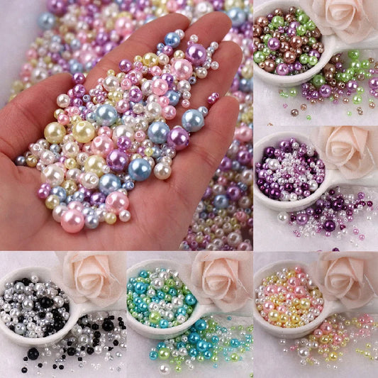 150Pcs Colorful Imitation Pearl Beads With Hole 3-8mm Round Resin Pearl Ball Beads Spacer Loose Beads for DIY Jewelry Craft