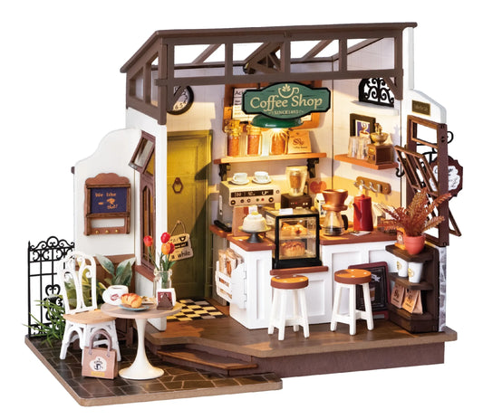 Robotime Rolife No.17 Café Miniature House Kit/  DIY Dollhouse/  3D Wooden Assembly Building