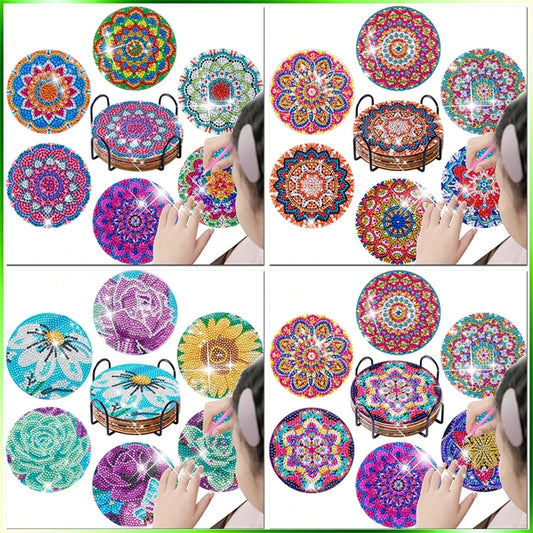 6pc/Set Diamond Painting Coasters For Drinks/ DIY Coaster Diamond Art Kits