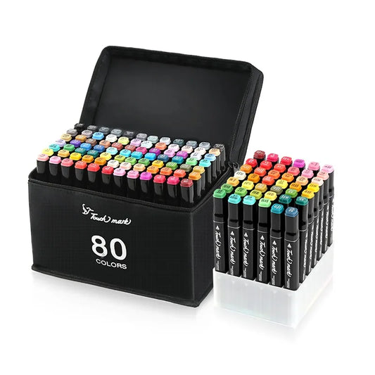 24-80 Colors Drawing  Double Headed Art Marker Pen Set for Drawing/ Sketching/ Alcohol Oil Based Markers