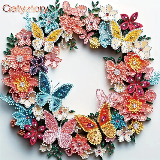 GATYZTORY Special Shaped Crystal Painting Wreath Kit/ Acrylic Diamond Painting Wall Decor/ Wreath Diamond Art Painting